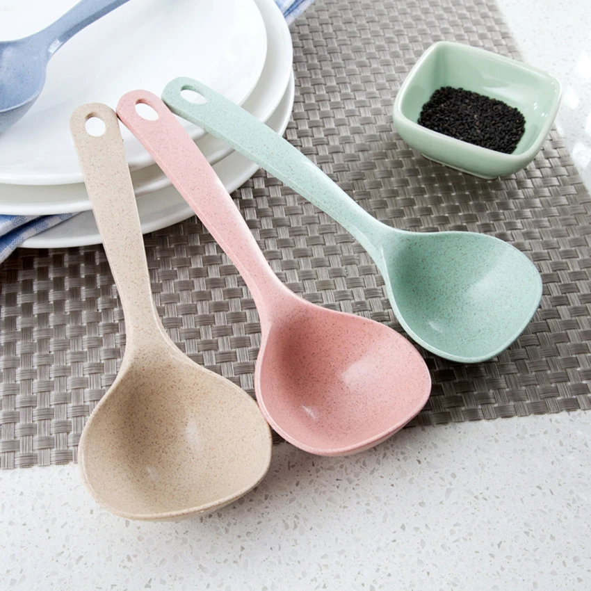 1 шт. пшеничной соломы суповая ложка 4 цвета бытовой ложки с длинной ручкой каша