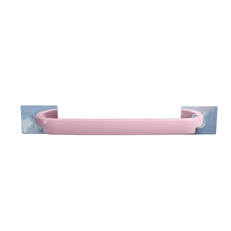 Розовый Bathroom Towel Hanger Plastic Towel Holder Bath Kitchen Hotel Self Adhesive Hanging Rail Bathroom Supplies Rod Organiser Rack - Цвет: Розовый