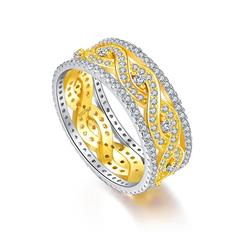 Кольцо Бесконечность золотого и серебряного цвета BONLAVIE 925 пробы для женщин