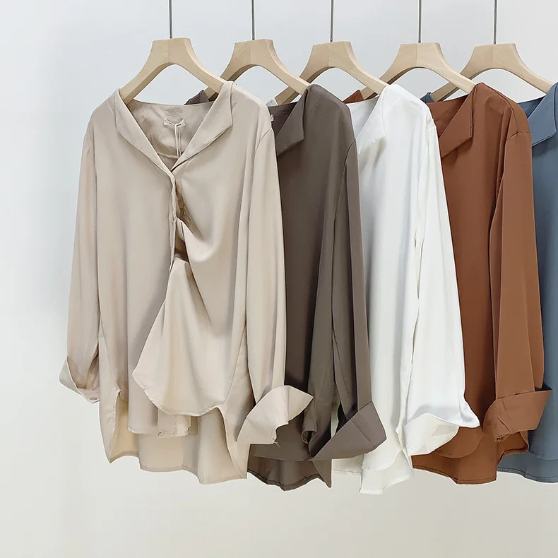

Женская шифоновая блузка с длинным рукавом, Повседневная Свободная белая блузка в Корейском стиле, осень