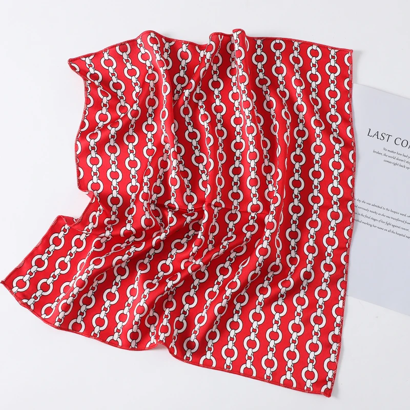 

2021 New Small Square Silk Scarf Lady Hair Bag Foulard Women Neck Kerchief Scarves Fashion Print Satin Female Bandana Summer