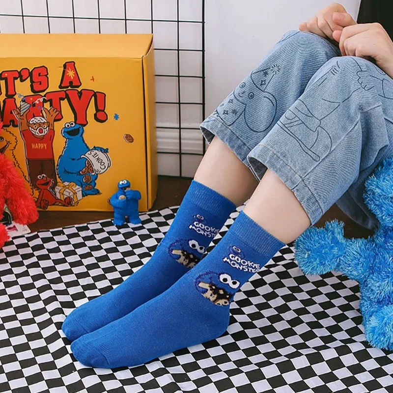 Женские носки с изображением Улица Сезам для косплея из мультфильма розовые