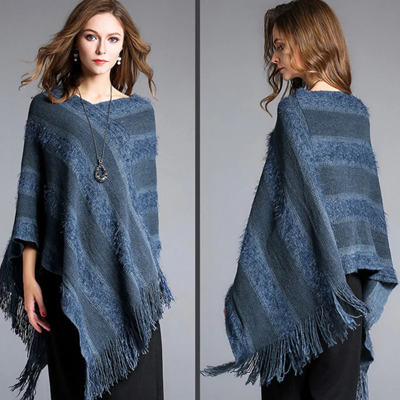 Женский свитер с длинным ворсом асимметричный большого размера бахромой и