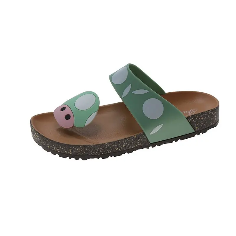 

Shoes Low Slippers Flat Luxury Slides Slipers Women Rubber Flip Flops Designer 2021 Summer Hawaiian PU Fabric Hoof Heels Rome
