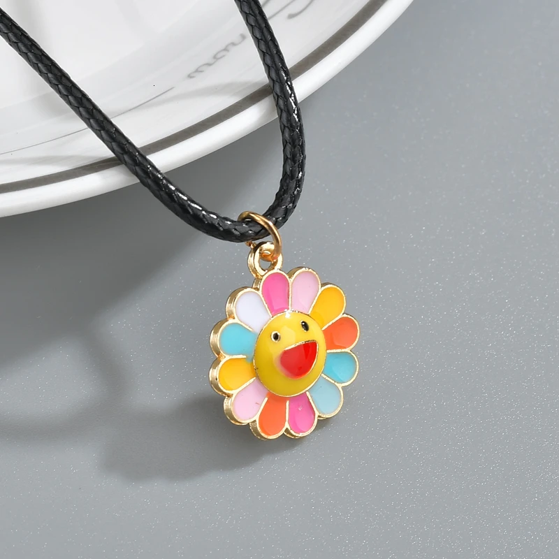 Чёрная веревка ожерелье для женщин Ctue клубника паук пчела подвеска красочная