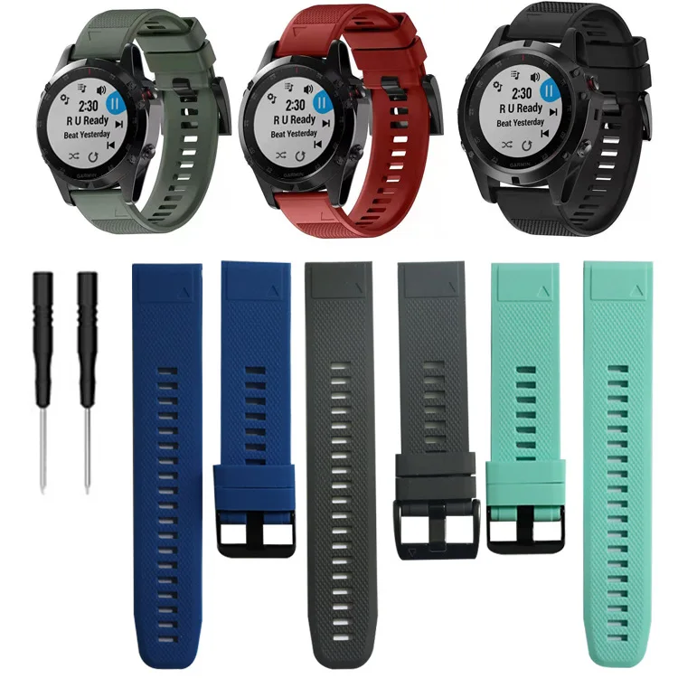 

For Garmin Fenix 6 6S 6X 5X 5S 5 plus 3HR Smart Watch Strap For Garmin Fenix 26mm 22mm 20mm Silicone Quick Release Wristband