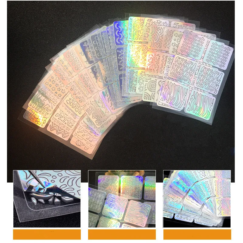 24 Sheets Nail Vinyls Set Colorful Hollow 3D Adhesive Sticker Manicure Nail Art Decorations