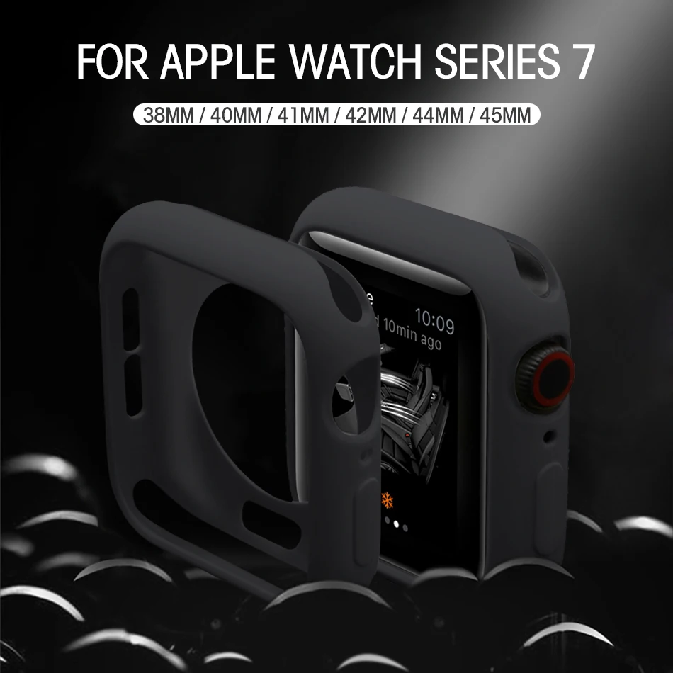 Soft Silicone Watch Cover Case for Apple Watch SE 7/6/5/4/3/2/1 38MM 40MM 41MM Protective Case for iWatch Series 42MM 44MM 45MM