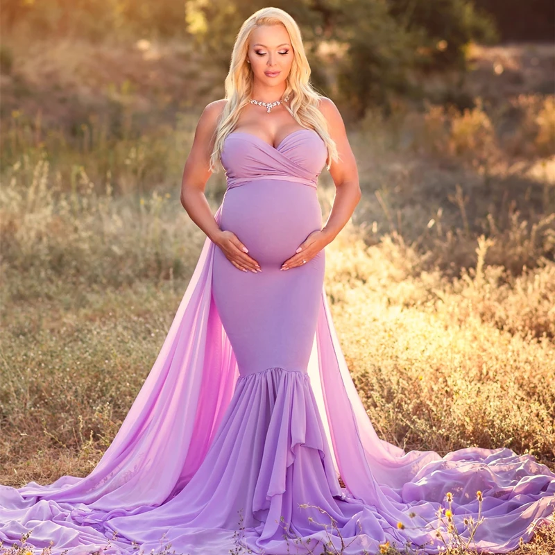 Fashion dresses for pregnant women, long tail skirts, long dresses for pregnant women to take photos