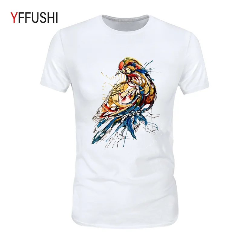 

Men 's T-shirt Of Colorful Special Birds Male Summer T-shirts With Colorful Strip Fashion High Quality Street wear 5XL Outwear