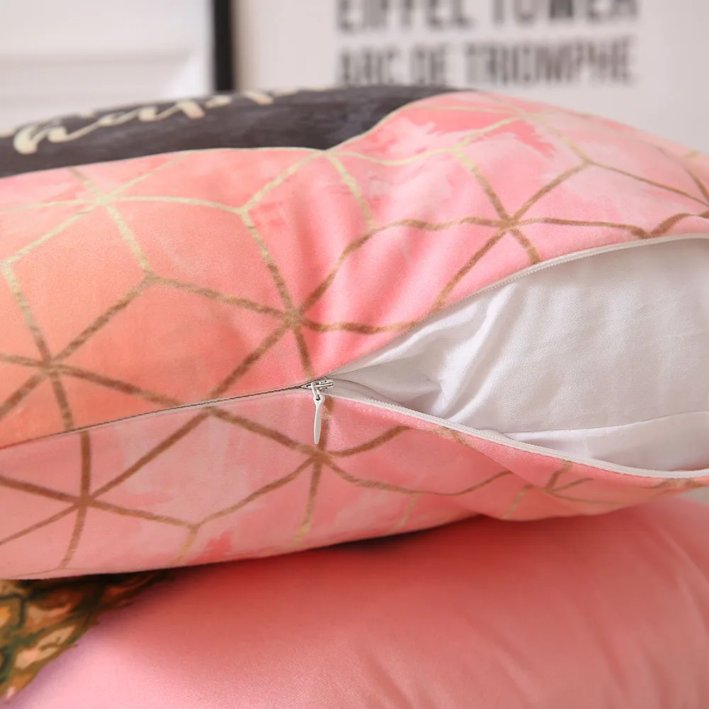 Elephant Pineapple Pink Golden Pillow cover Geometric cushion decorative for office Home Decor pillow sofa cushions | Дом и сад