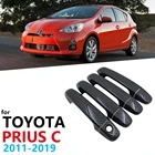 Глянцевые черные автомобильные дверные ручки из углеродного волокна, чехол для Toyota Prius C Aqua 2011  2019, автомобильные аксессуары 2012, 2013, 2014, 2015, 2016, 2017