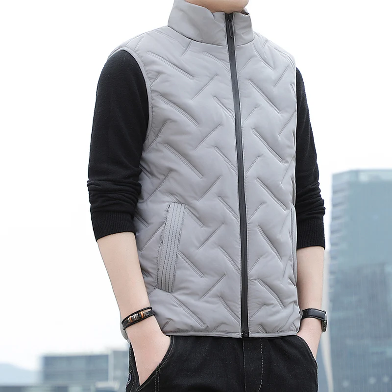 2021 NEW Down Cotton Vest Boys' Light And Thin With Campshoulder Autumn And Winter Men'S Coat Korean Fashion Handsome Youth