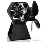 Вентилятор для камина, черный с 4 лопастями, экологически чистый и тихий домашний вентилятор для эффективного распределения тепла