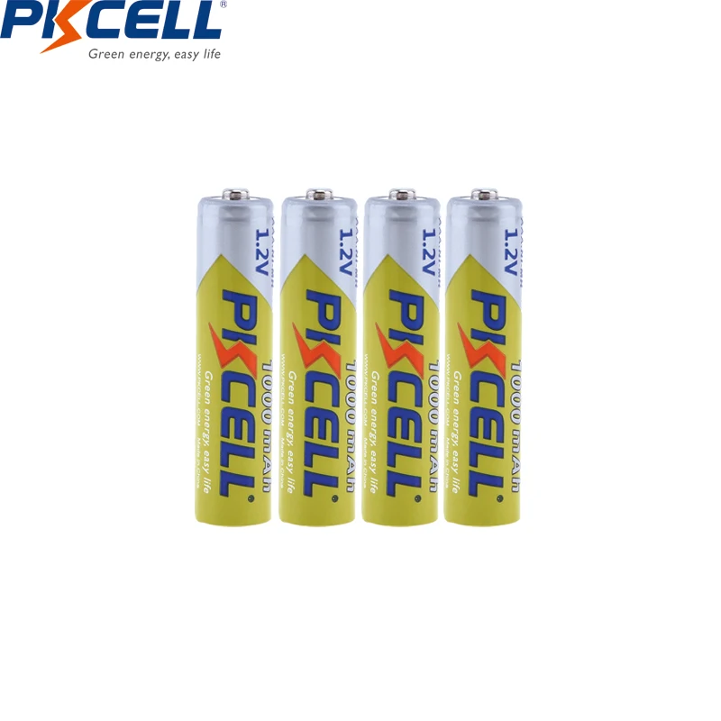4 шт./лот PKCELL 1 2 V 1000mAh NiMh AAA аккумуляторная батарея и шт батарейный блок для
