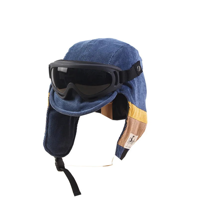 

Aviator Hat, Woman, Winter Hat, Sunglasses, Skiing, Thick Winter Earmuffs, Vintage Lei Feng Hat