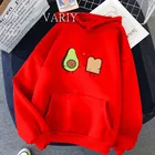 Корейские Парные толстовки для влюбленных в стиле Харадзюку, милые худи с рисунком авокадо, веганский хлеб, женские толстовки большого размера в стиле Харадзюку, уличная одежда