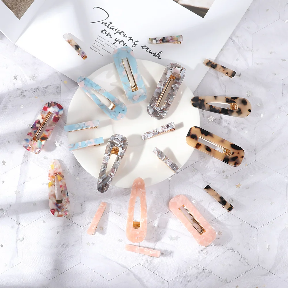 4 Pcs/Set Fashion Leopard Print Acetate Geometric Hair Clip Headband Hairpin Barrette Headwear Accessories for Women | Красота и