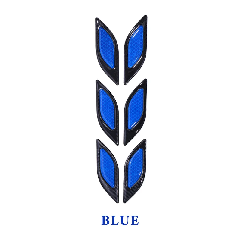 Style C Blue 2 шт. 3D автомобиля светоотражающие задние анти-столкновения полосы углеродного волокна бампер полоски Предупреждение льная лента Безопасный отражатель наклейки декор - Цвет: Style C Blue
