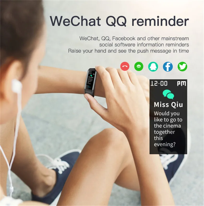 50 букв HR/кровяное давление Смарт часы фитнес трекер Браслет Smartband для IOS/Xiaomi/Honor VS Mi