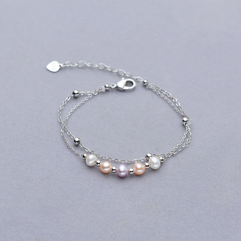 Два ряда из настоящего натурального пресноводного жемчуга браслет классический