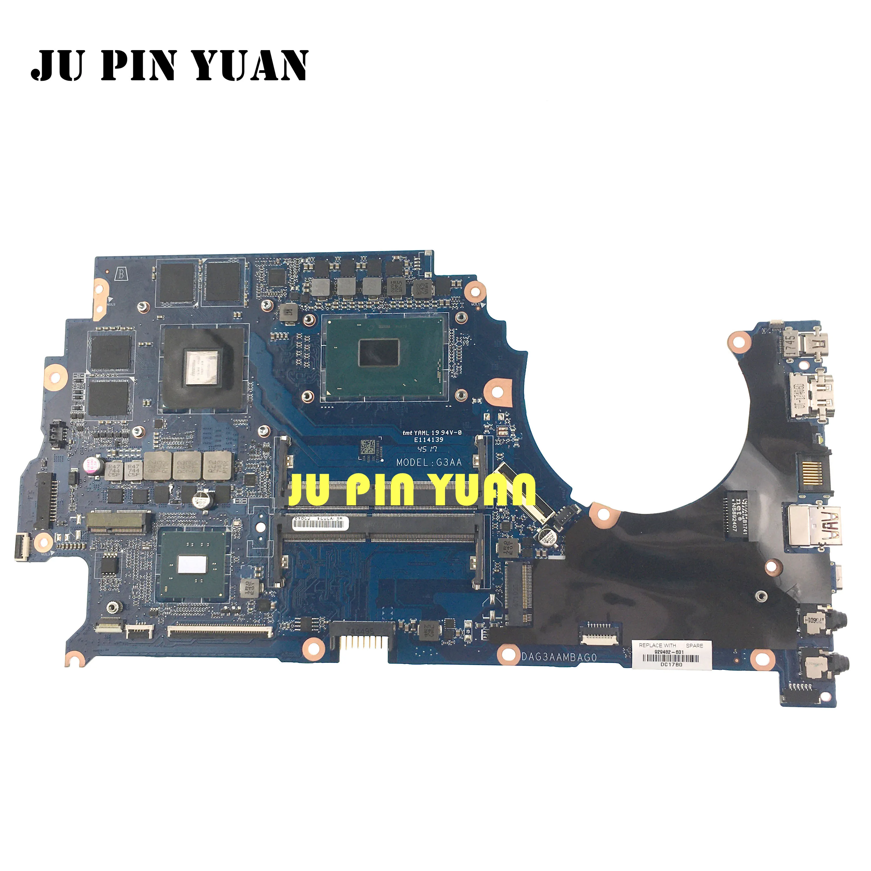 

929482-601 G3AA DAG3AAMBAG0 для ноутбука HP OMEN 15-ce материнская плата для ноутбука с процессором i7-7700 929482-001 материнская плата