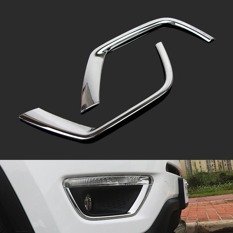 

For Jeep Compass 2017 2018 ABS Chrome Front Head Fog Light Eyelid Eyebrow Cover Trim Foglight Lamp Exterior Protective Frame