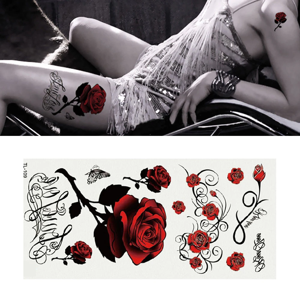 1 шт. водостойкая татуировка с розами | Красота и здоровье