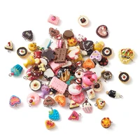 100pcs lovely resin charms pendants imitation food donut cake ice cream for diy decor necklace earring accessories making