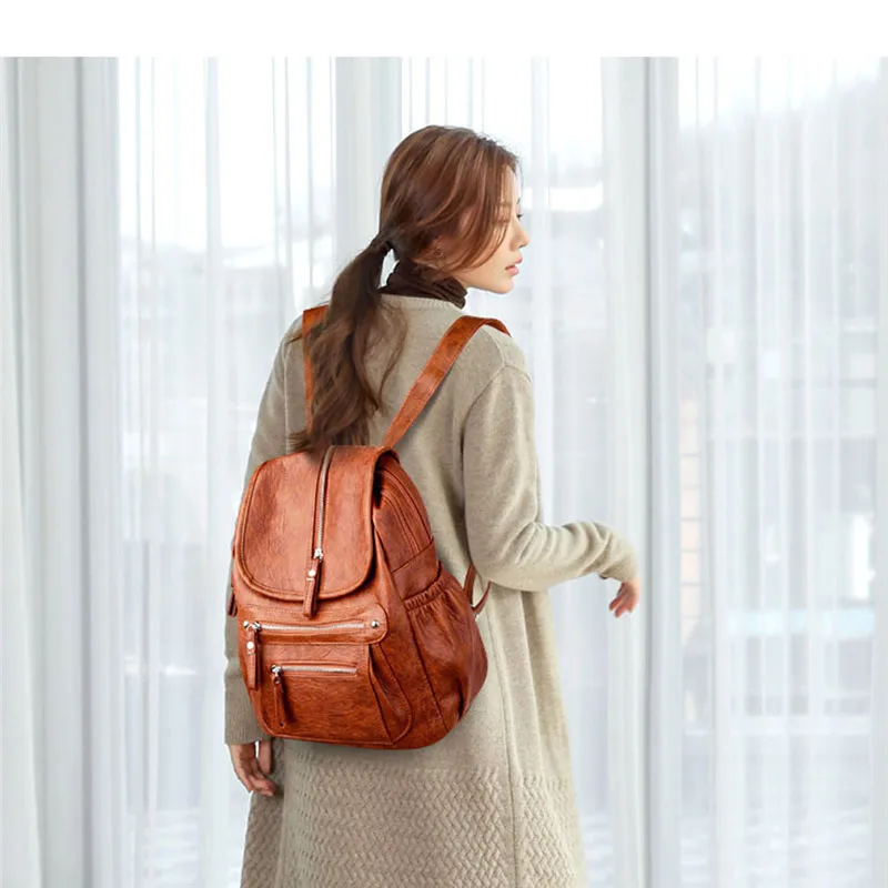 

Female Backpack Travel Backpack School Bag High Quality Pu Leather Women Backpack Computer Bag Shoulder Bag Multifunctional Bag