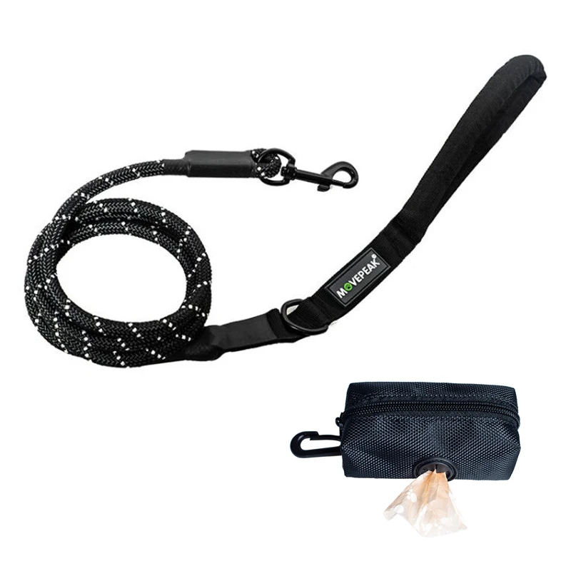 

Durable Nylon Dog Leash with Poop Bag Dispenser Strong Walking Training Leash Reflective Pet Dog Leash Belt for Medium Large Dog
