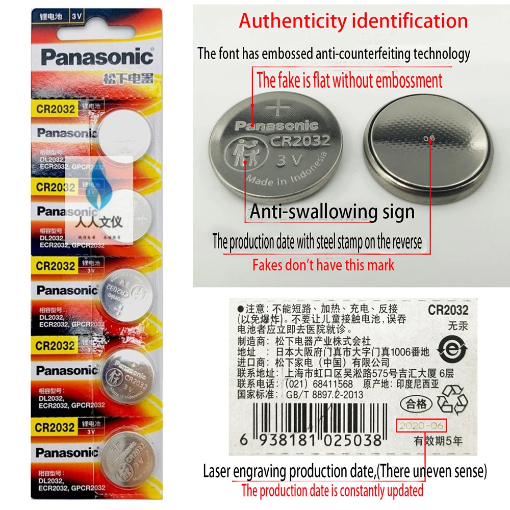 

100pcs 100% Genuine Panasonic original cr2032 CR2025 CR2016 1616 1620 1632 2450 3v button cell coin batteries