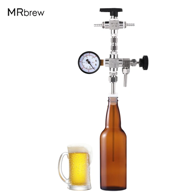 Beer Bottle Filler With Co2 Gauge,Counter Pressure Bottle Filling Brewing Tools For Beer Wine Homebrew,Stainless Steel 60Psi