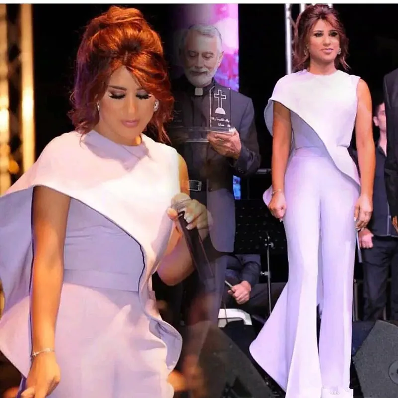 Лавандовый комбинезон арабские вечерние платья с драгоценным вырезом брючный