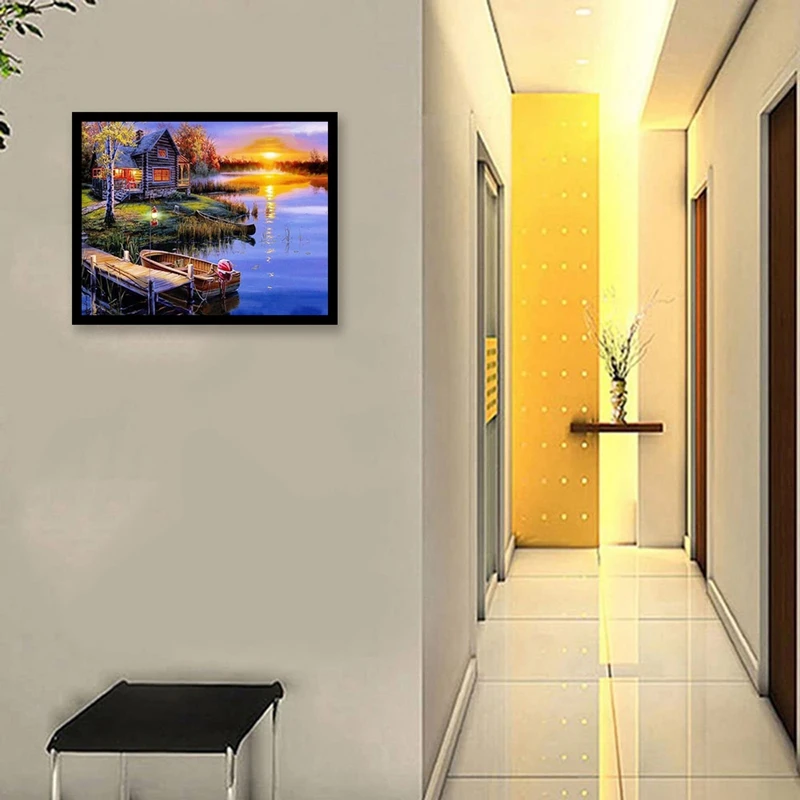 Sunset Village DIY Painting By Numbers Kit Modern Wall Art Picture Hand Painted for Home Decor Artworks | Дом и сад
