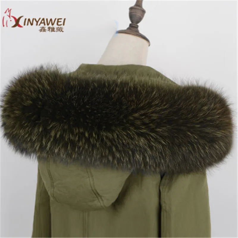 100% натуральный меховой воротник для парки пальто роскошный Теплый енот шарф