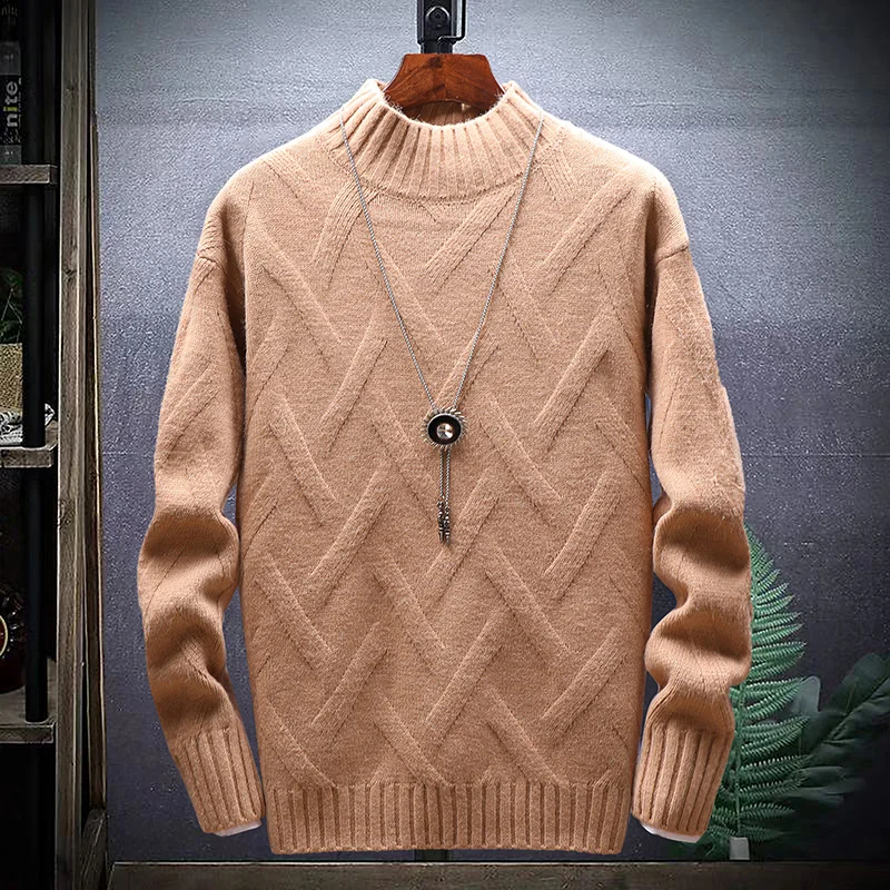 Зимний мужской Корейский Осенний Повседневный тонкий вязаный свитер с длинным