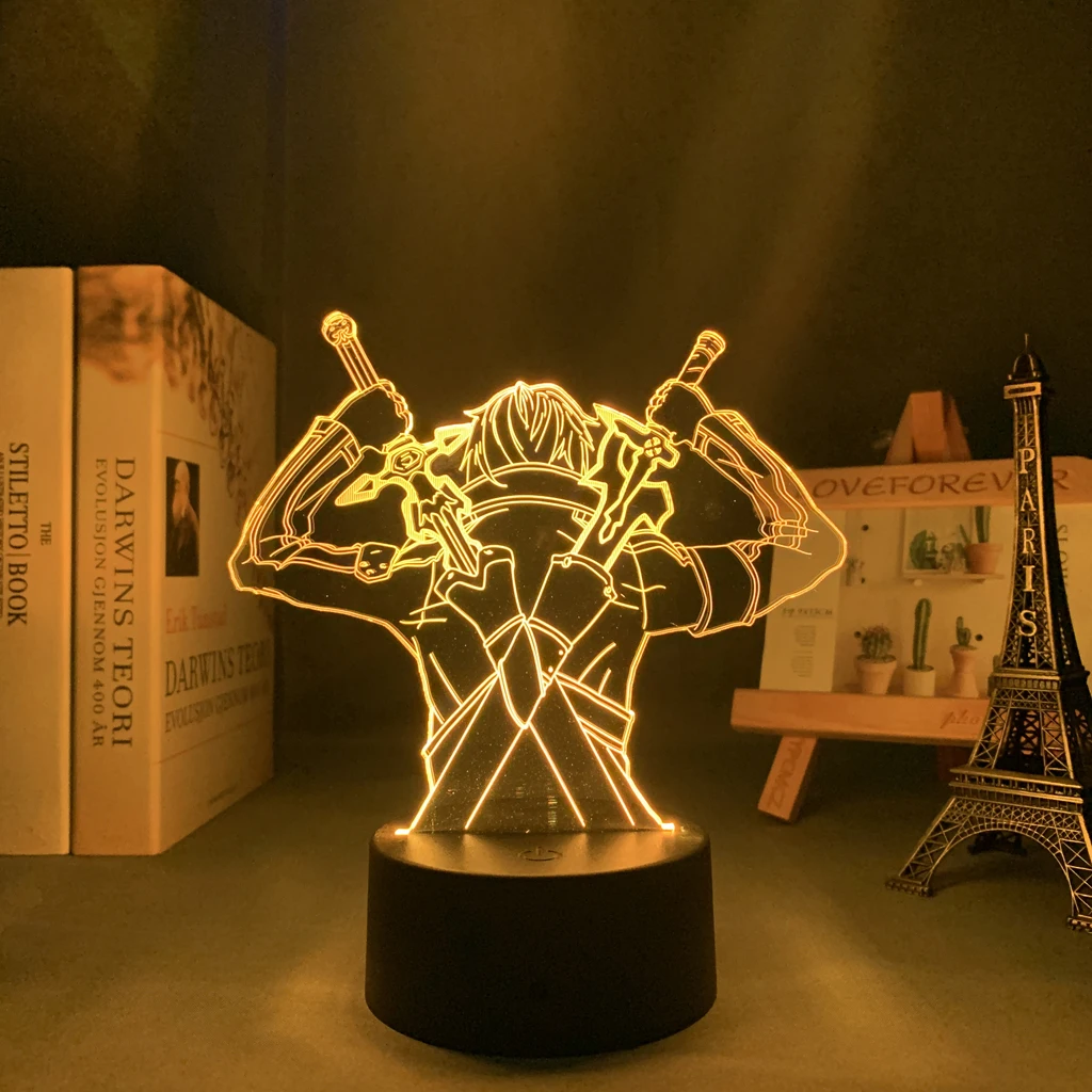 

Аниме Светодиодная лампа меч искусство онлайн Kirito для спальни Декор подарок на день рождения манга гаджет меч искусство онлайн Kirito светиль...