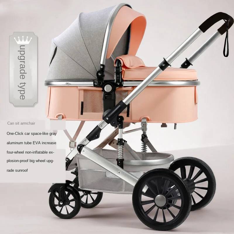 

Two-Way Implementation Baby Stroller Can Sit and Lie Lightweight Folding Four-Wheeled Cart Children's Car Four Seasons Universal