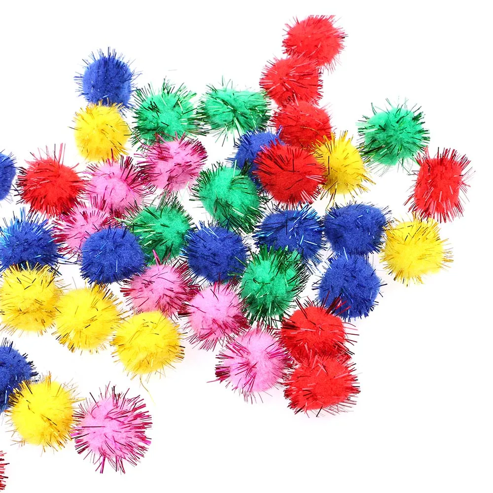 

50Pcs/ Bag Chenille Stems Plush Ball Children Doll Toys Glitter For DIY Manual