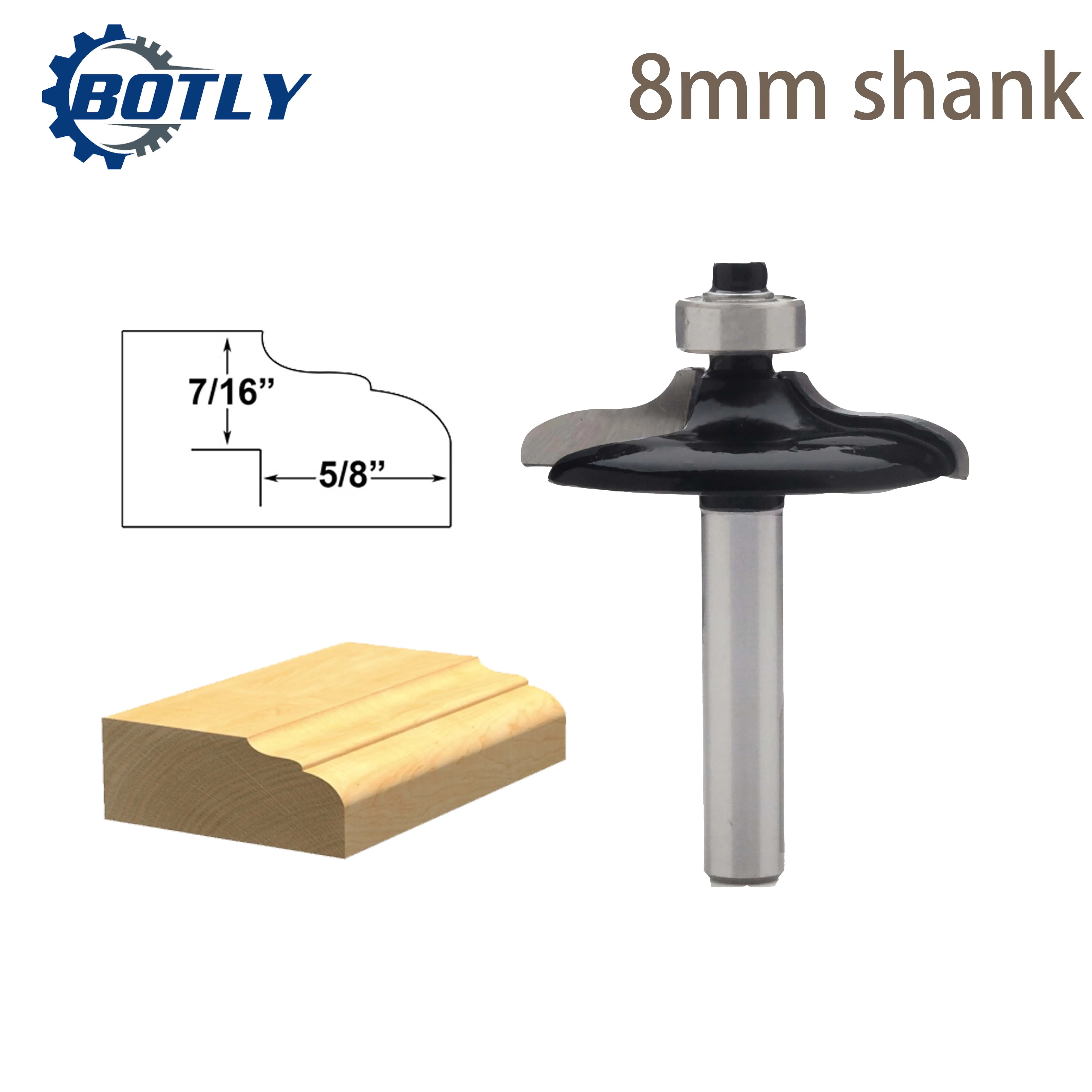 8mm Shank milling cutters Classical Euro Style Door Front Edging Router Bit Trimming cutters for metal carpentry tools end mill