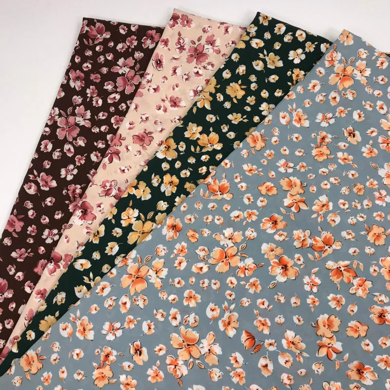 

Flower Print Chiffon Fabric By Meters Breathable Pure Polyester Chiffon Fabric for DIY Patchwork Evening Dress Skirt Shirt