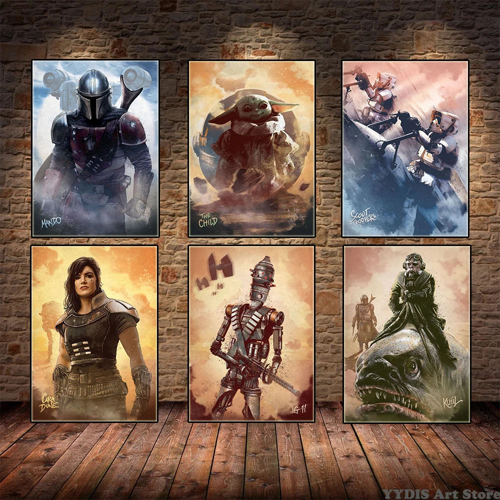 

Star Wars Canvas Painting Disney Movie Mandalorian Characters Posters Prints Mando Yoda Wall Art Pictures Room Home Decor Mural