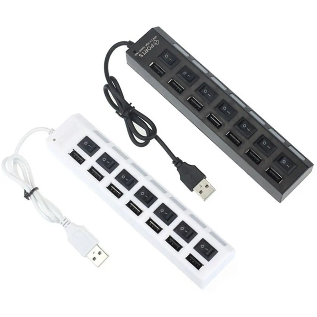 Вытяжная настольная розетка светодиодный индикатор 7 Порты USB3.0 Адаптер Hub Мощность на переключатель включения/выключения Plug& Play высокого Скорость Портативный для портативных ПК