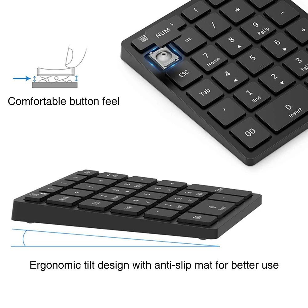 Multiple Shortcut Numeric Keyboard PC Tablet Laptop Smartphone Rechargeable Portable Desktop Wireless Bluetooth 28 Key Led |
