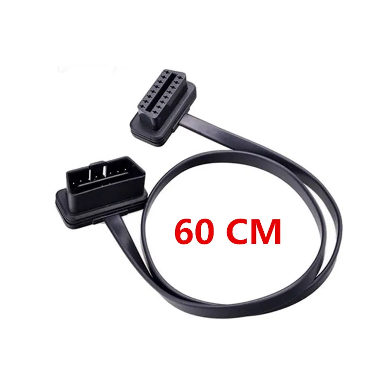 as picture Плоский+ тонкий 16Pin OBD 2 удлинитель OBD 16 Pin ELM327 Мужской Двойной Женский Y сплиттер локоть OBDII удлинитель соединительный кабель - Цвет: as picture