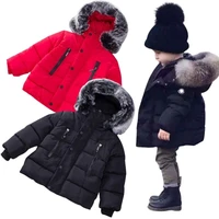 2021 winter childrens outerwear coats big wool collar boys cotton padded down parkas child jacket baby kids warm coat