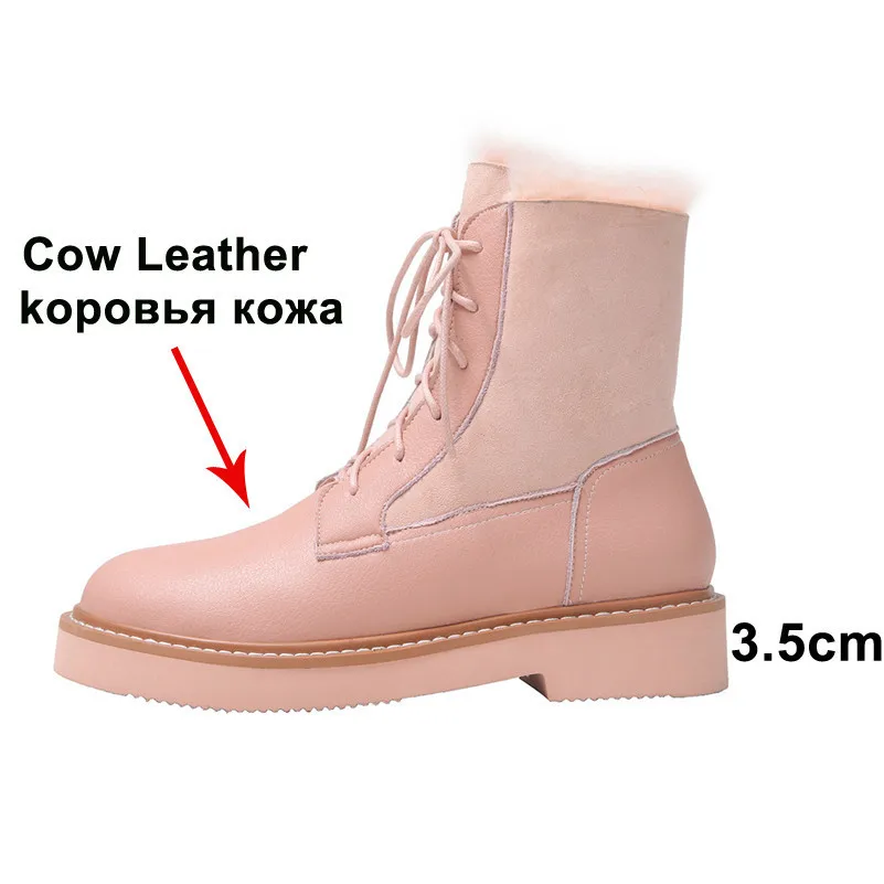 Meotina/зимние ботинки; женские ботильоны из натуральной кожи на молнии и толстом каблуке; теплая шерстяная обувь с круглым носком; женская обувь; размеры 34-39