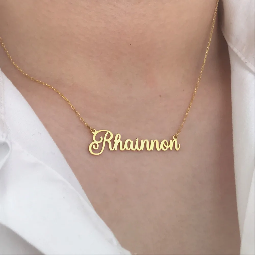 Custom Name Necklace Stainless Steel Gold Choker Personalized Name Nameplate Pendant Necklace Jewelry For Women Gifts