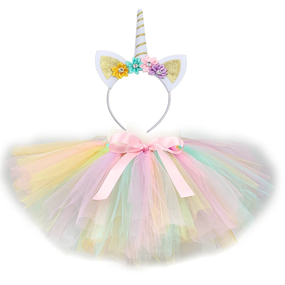 Pastel Unicorn Tutu Skirt Baby Girls Birthay Party Kid Ballet Dance Tulle Children Costume Carnival Holiday | Тематическая одежда